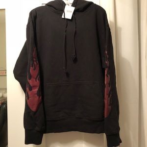 NWT Brandy Melville Black Christy Flames Hoodie